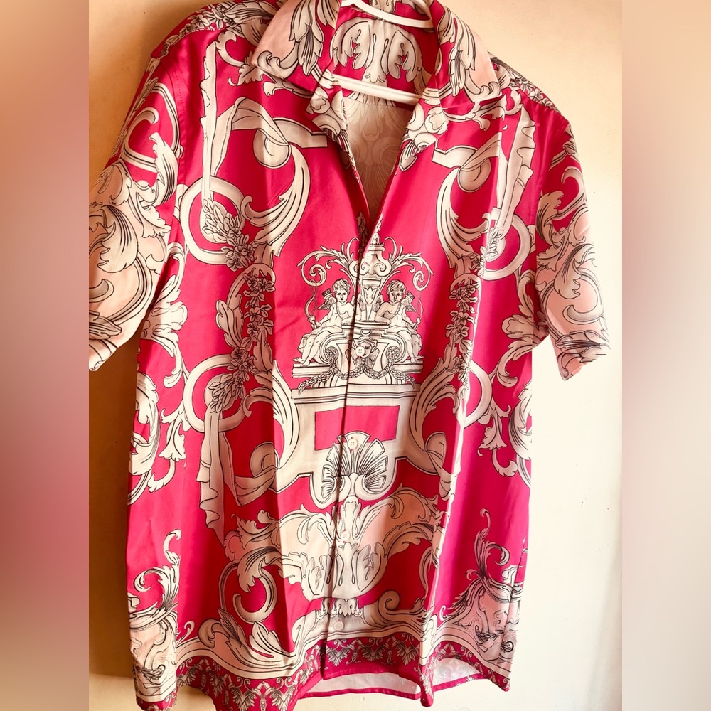 Men’s Pink Versace style Dress Shirt - size Large